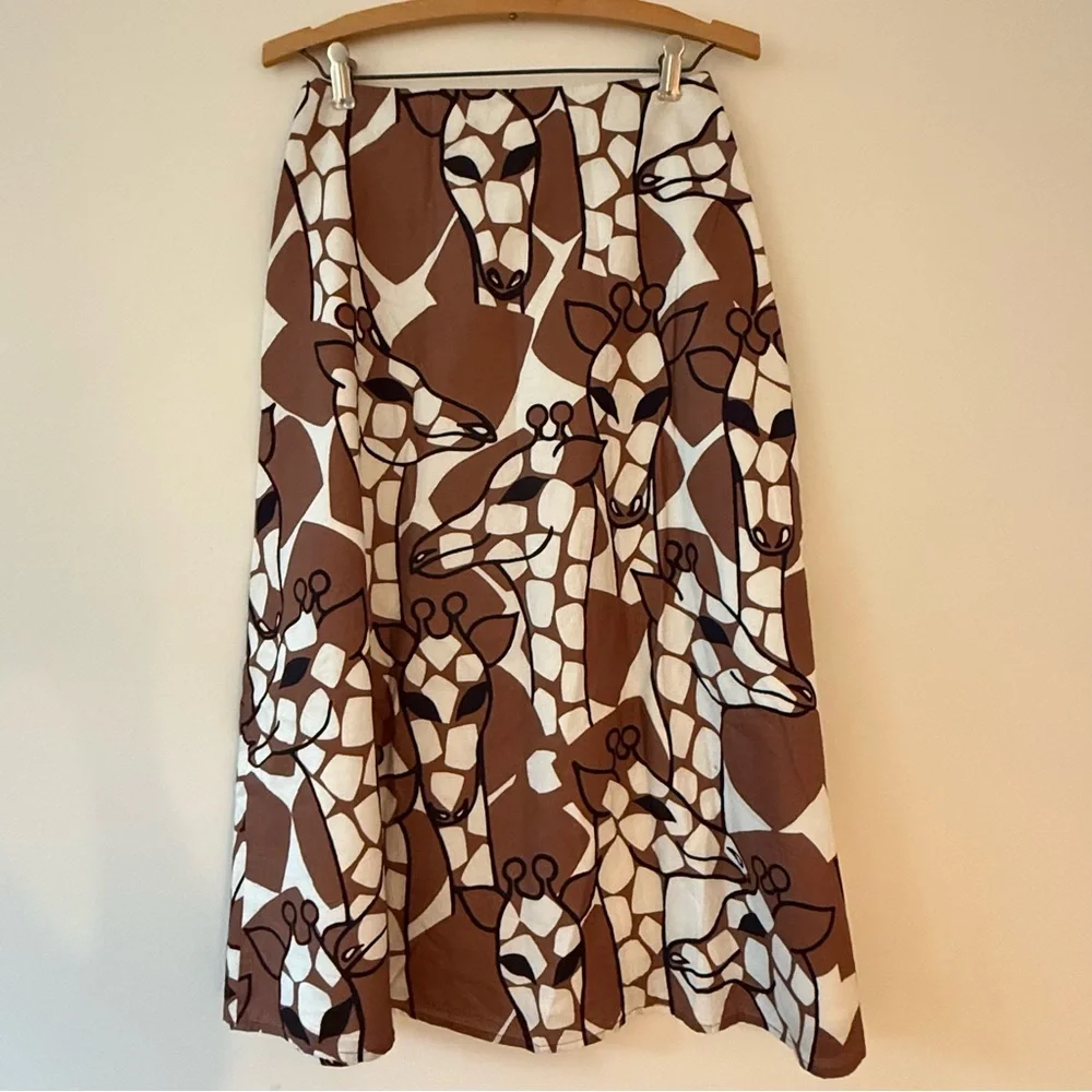 Anthropologie Corey Lynn Calter Laelia A-Line Midi Skirt Giraffe Size 4